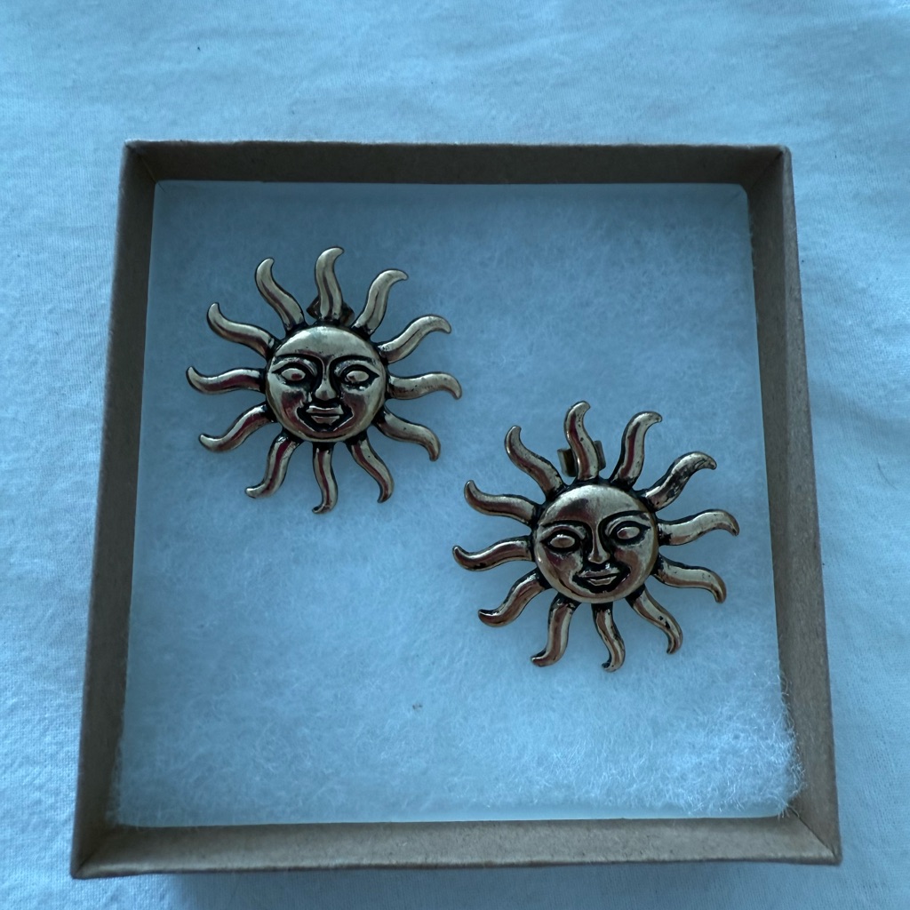 Gold Sun Face Earrings